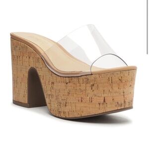 SCHUTZ Dalle Vinyl‎ Cutout Cork Platform Sandal Size 9.5B